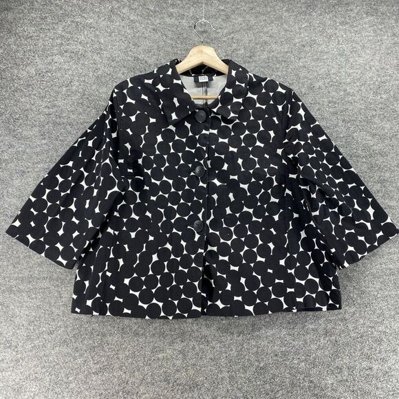 Studio 1940 Jacket Women S Small Black Polka Dot Button Up Collared Long Sleeve - Picture 1 of 7